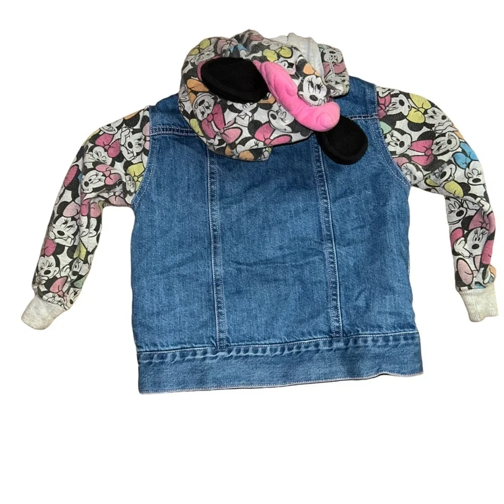 Disney parks Minnie Mouse ears hooded jean jacket toddler size 2 girls kids